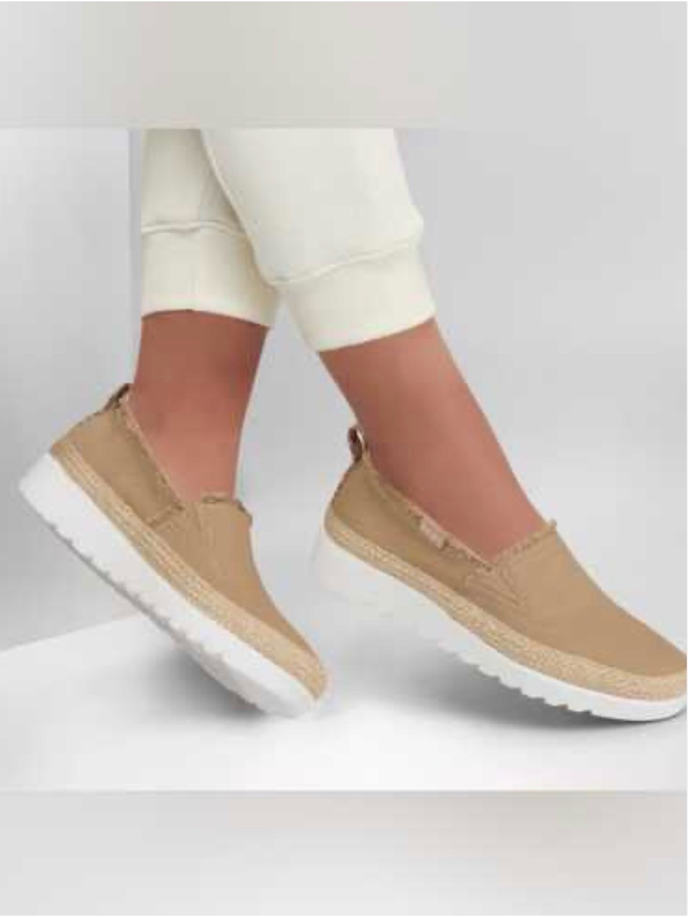 BOBS from Skechers Tan Canvas Slip-On Espadrille Sneakers